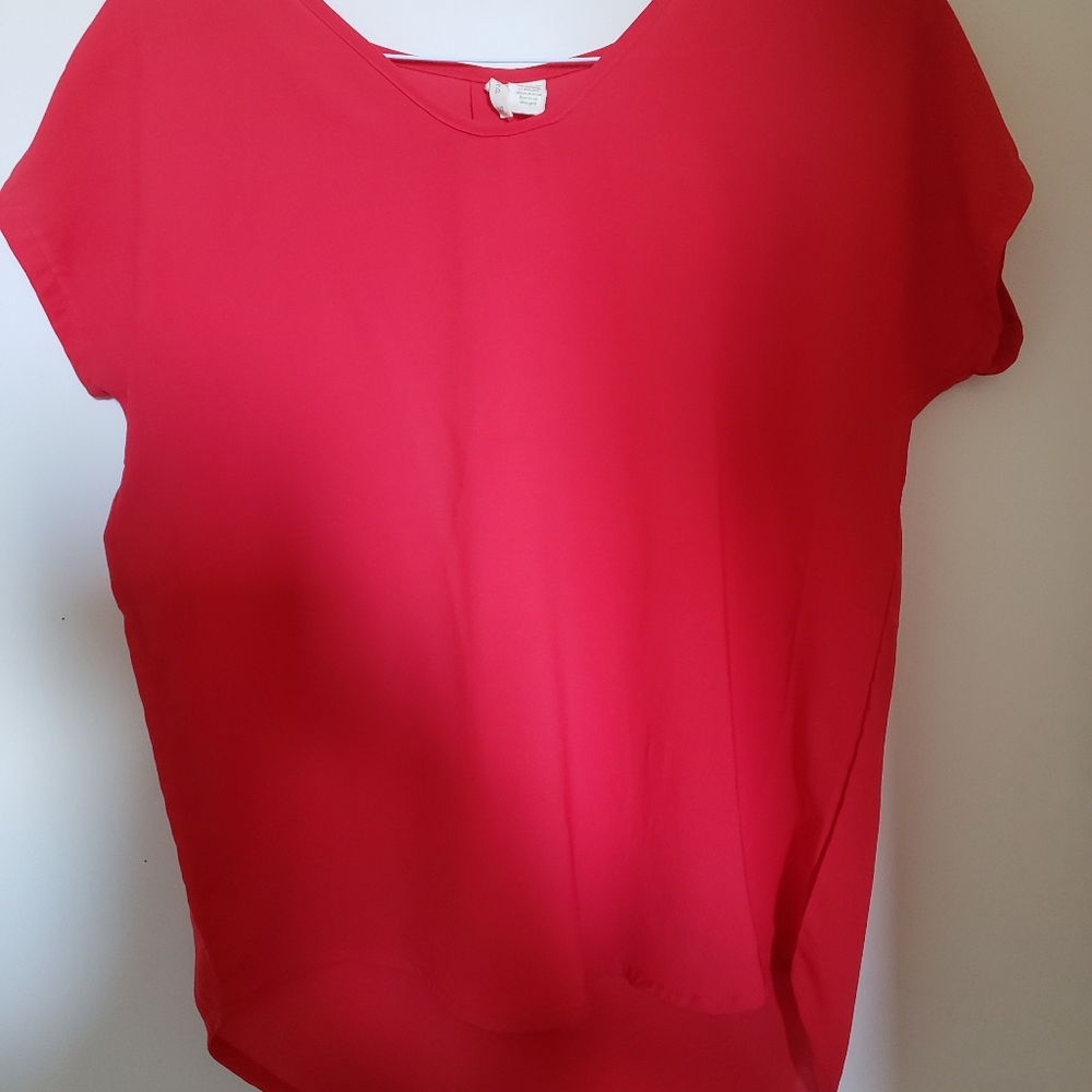 Japna, small, poppy red, v-neck top